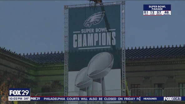 Philadelphia finalizes Eagles parade preparations: Jumbotron screens, banners, and porta potties