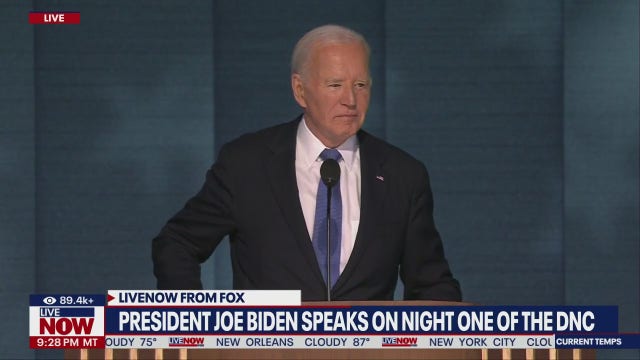 Biden wipes away tears as he's met with standing ovation ahead of remarks at 1st night of DNC