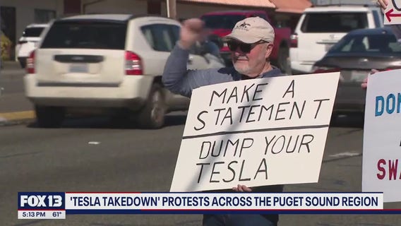 Anti-Tesla protests around Puget Sound