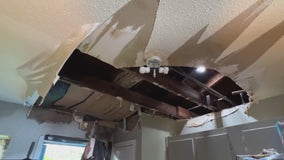 Houston storms cause man's ceiling to cave in