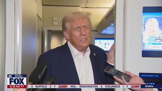Pres. Trump speaks to media aboard AF1