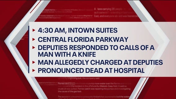 Man armed with knife shot, killed at hotel after running at Orange County deputies, sheriff says