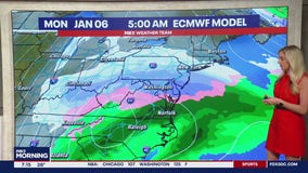 Snow showers Friday; several inches possible Sunday into Monday