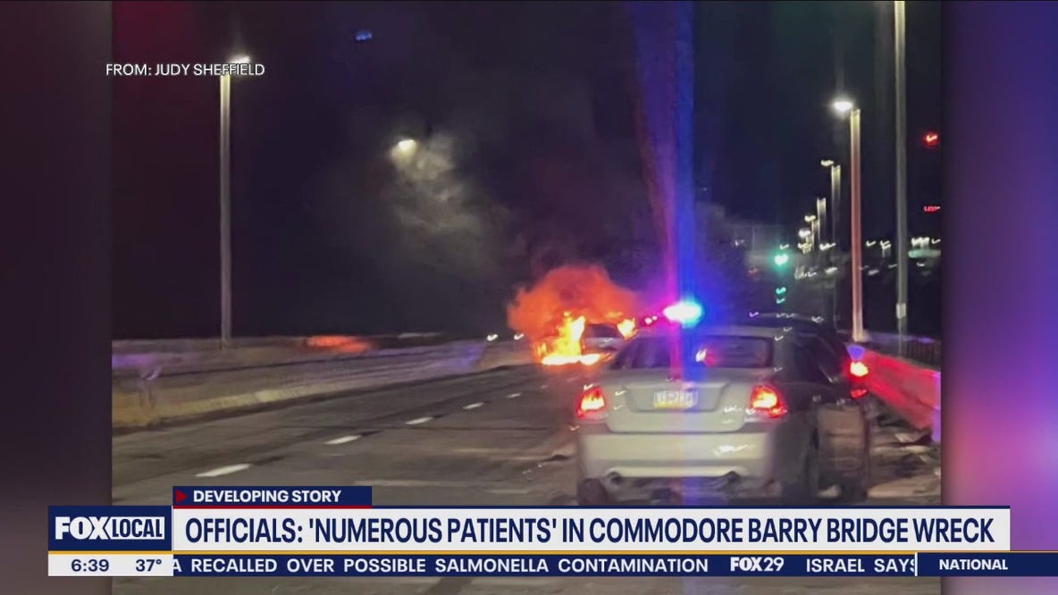 Fiery Thanksgiving eve crash on Commodore Barry Bridge leaves several hurt