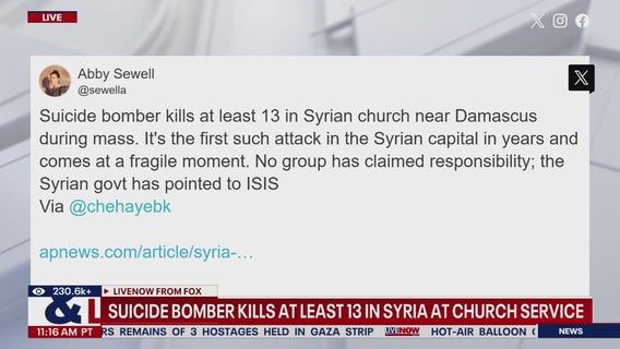 Suicide bomber at Syrian church kills at least 13
