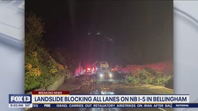 Landslide blocking all lanes on NB I-5 in Bellingham