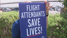 Flight attendants picket at Bush Airport