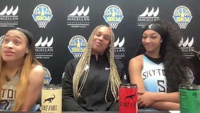 Angel Reese, Chennedy Carter and Teresa Weatherspoon talk the Sky's upset win over Seattle
