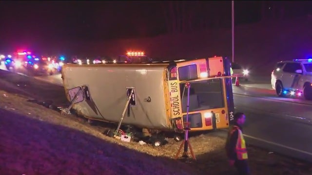 13 injured after school bus overturns on Garden State Parkway in New Jersey