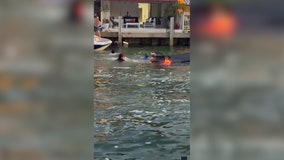 Video: Good Samaritans jump in Florida canal after boat capsizes, crashes into another vessel
