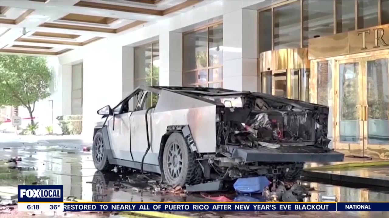 Tesla Cybertruck explodes outside Trump hotel in Las Vegas