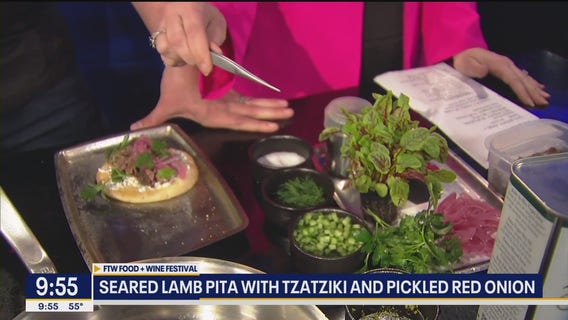 Seared lamb pita with tzatziki and pickled onion recipe