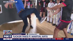 Tucker tries mixed martial arts during Zip Trip to Fairfax