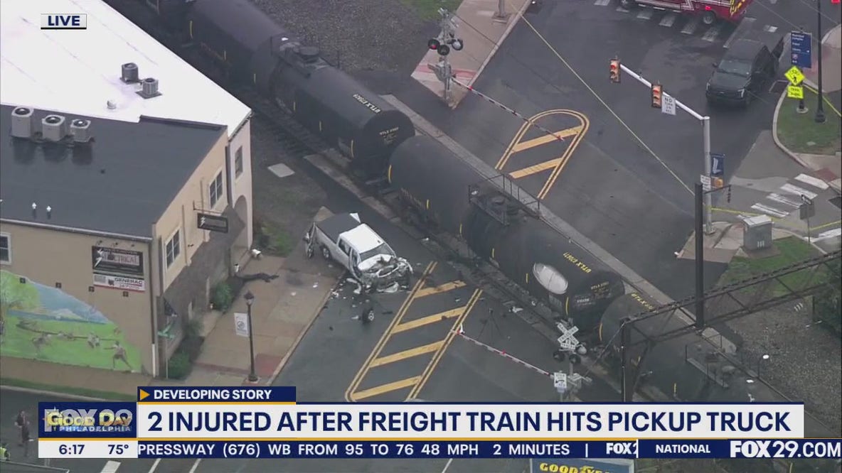 2 injured after freight train hits pickup truck in Lansdale