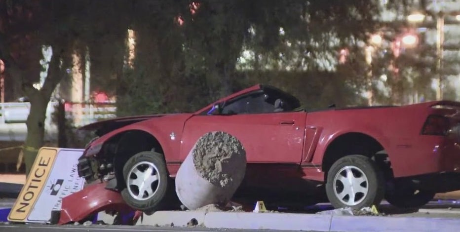 5 people ejected from Mustang after driver was racing a motorcyclist, Tempe PD says