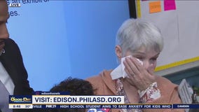 Jenn helps surprise Philadelphia Teacher of the Month