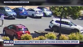 Tacoma school patrol officer shot at, suspect sought