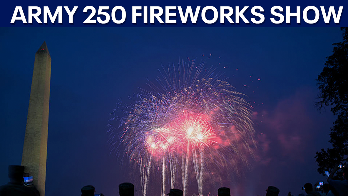 Military parade fireworks finale