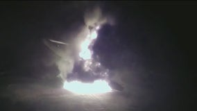 SpaceX Falcon 9 booster tips over, catches fire after launch