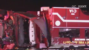 Firefighters seriously hurt in fire truck crash