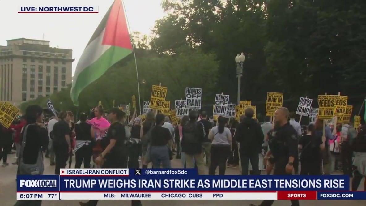 Anti-war protest underway in DC as Trump considers strike on Iran