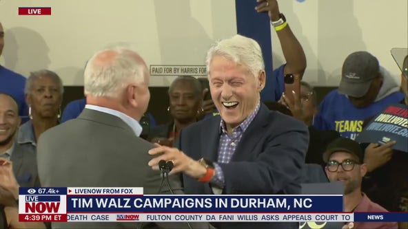 Tim Walz campaigns with Bill Clinton in North Carolina