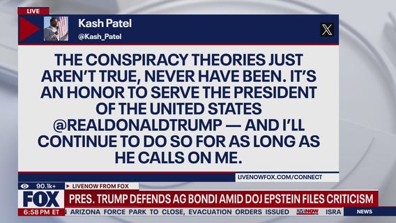 Trump defends AG Pam Bondi amid Epstein file backlash: 'Let her do her job'