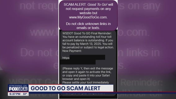 WSDOT warns of Good to Go scam texts