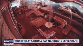 Workers at Tacoma bar narrowly miss crash