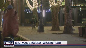 Man stabbed twice in head in Pioneer Square