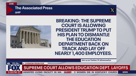 Supreme Court says Trump's Education Department layoffs can resume