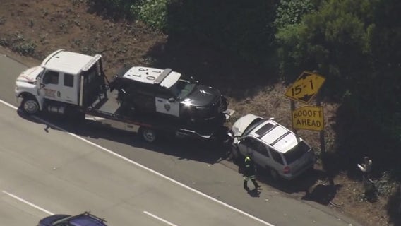 Oakland police car in crash on I-580