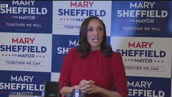 Mary Sheffield addresses reporters after projected win in mayoral race