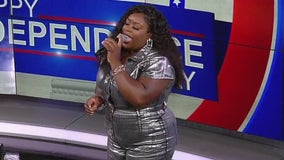 The Voice finalist performs national anthem