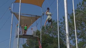 Fox 32's Gabriella Premus takes leap with Get a Grip Trapeze