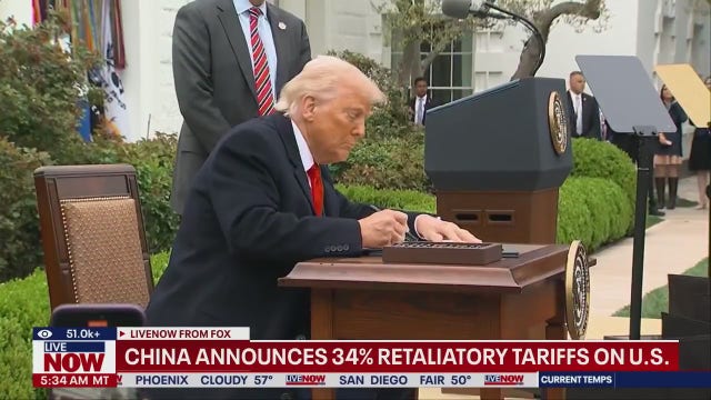 China retaliates against Trump by imposing 34% tariffs on all US imports
