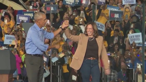 Harris in Atlanta: Trump should 'never again' stand behind 'seal of president'