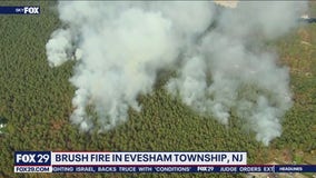 Large brush fire in Evesham Township halfway contained