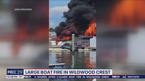 Massive marina fire sinks boat in Wildwood Crest