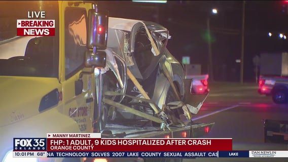 10 hurt, including 9 kids, in Orlando crash involving 2 cars