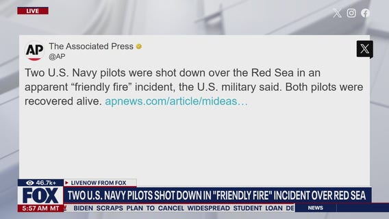 US Navy pilots shot down over Red Sea; US says it was 'friendly fire'