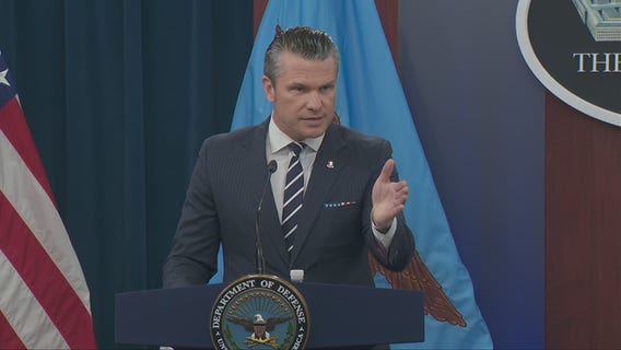 Secretary of Defense Pete Hegseth speaks after US bombs Iran