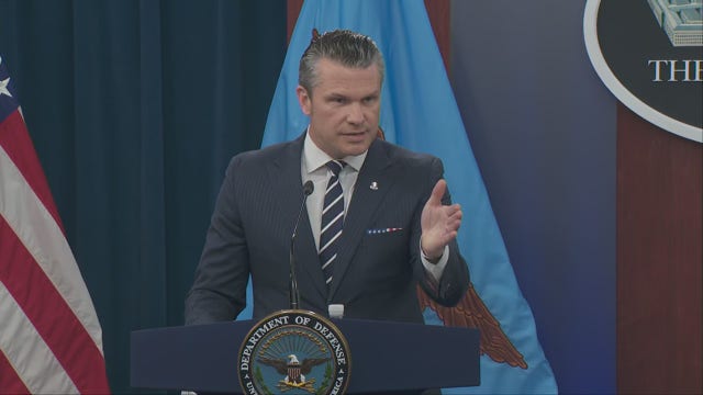 Secretary of Defense Pete Hegseth speaks after US bombs Iran