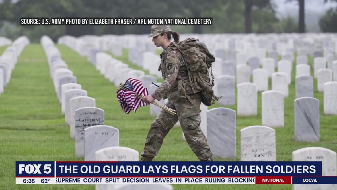Memorial Day tradition: Old Guard lays flags for fallen soldiers