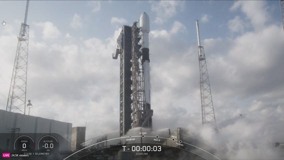 SpaceX's Falcon 9 carries 24 Starlink satellites into orbit from Florida Monday afternoon