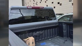 Flying chair damages truck in Austin