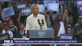 Former President Obama rallies for Kamala Harris at Detroit Get Out the Vote rally