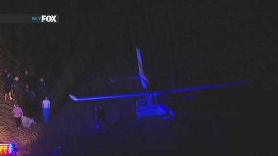 Small plane lands on Huntington Beach