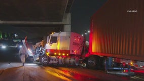 Semi crash, diesel spill on 60 Freeway