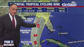 Latest track on Potential Tropical Cyclone Nine